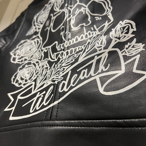 HAND PAINTED Blank NYC Leather Jacket - Picture 4 of 10